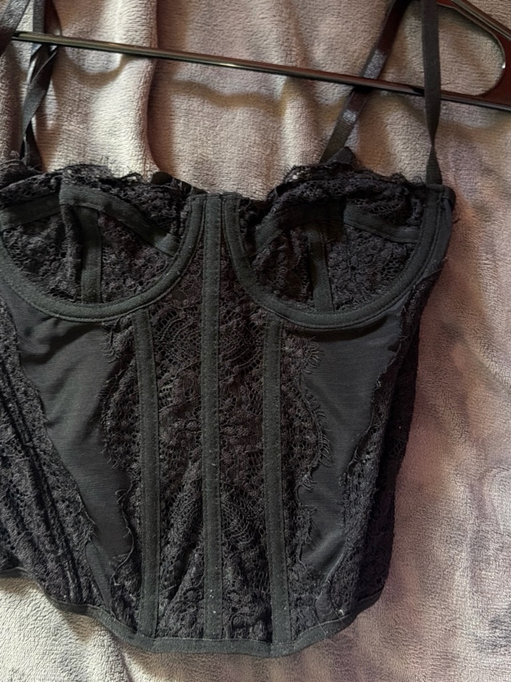 Black Lace Bustier Crop Top
